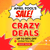April Fools Sale Flyer Template | Crazy Deals Discount Poster | Flash Sale Promotion | Comic Style R Vierkant (1:1)