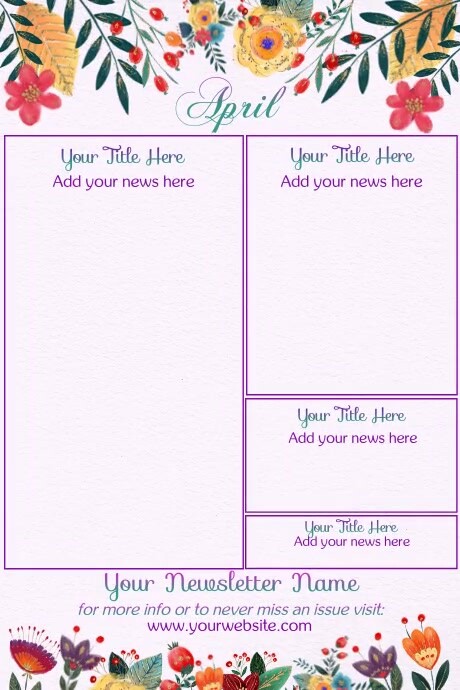 Newsletter Poster Examples April Newsletter by Paula Template | PosterMyWall