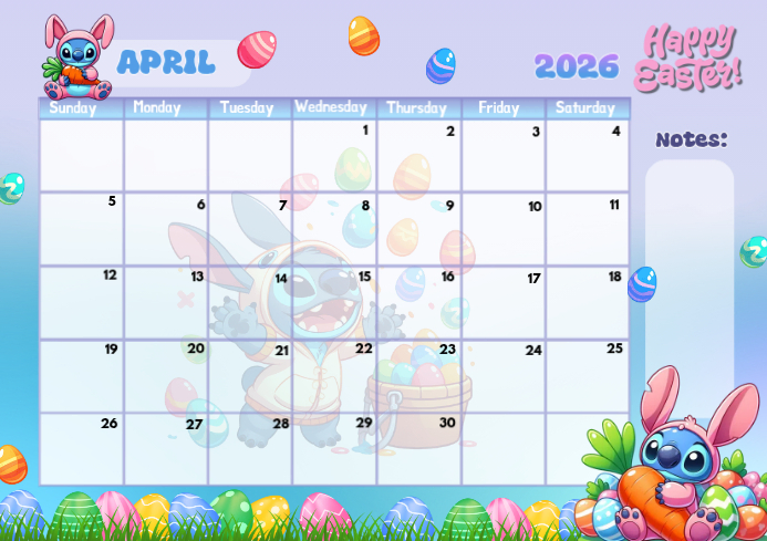 White Easter Calendar A4 Template | PosterMyWall