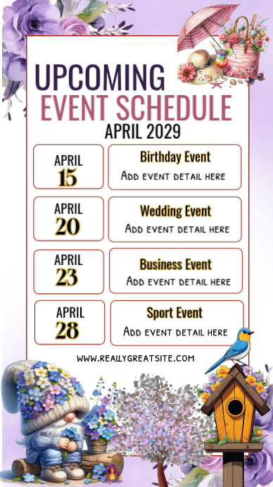 april upcoming event schedule instagram story Templat | PosterMyWall