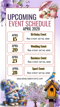 april upcoming event schedule instagram story template