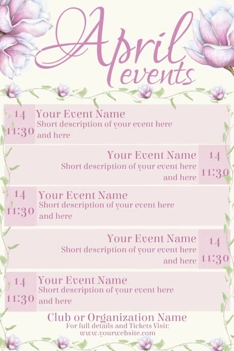 April Upcoming Events Calendar Template | PosterMyWall April Upcoming Events Calendar Template | PosterMyWall