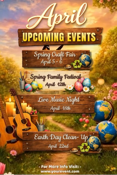 April Upcoming Events Poster Template | PosterMyWall