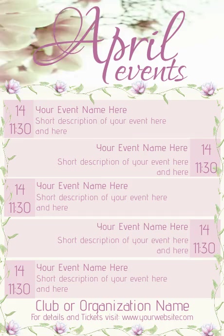 April Upcoming Events Video Calendar Template | PosterMyWall