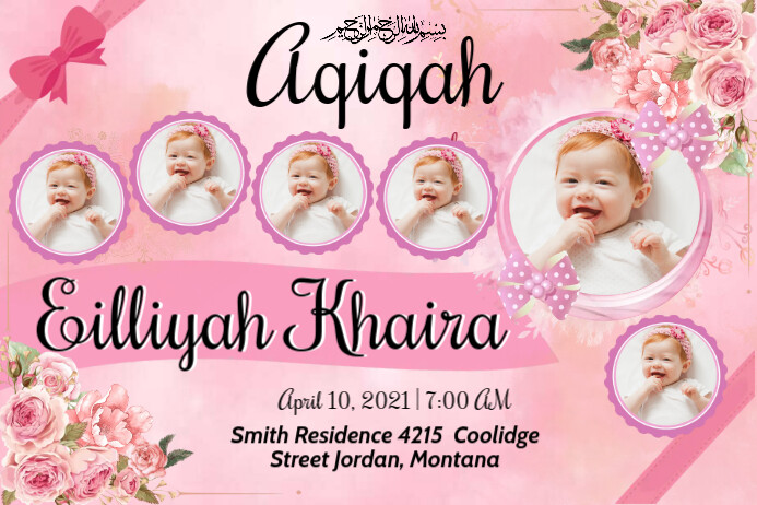 Aqiqah Pink Template | PosterMyWall