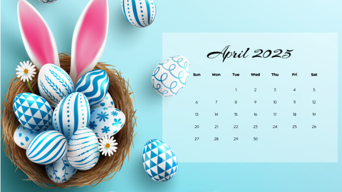 Copy of Aqua 3d April Calendar Presentation (16:9) | PosterMyWall