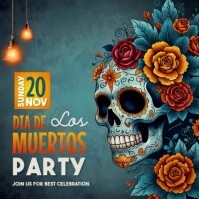 Aqua 3d Dia De Los Muertos Instagram Post template