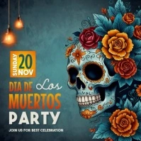 Aqua 3d Dia De Los Muertos Instagram Post template