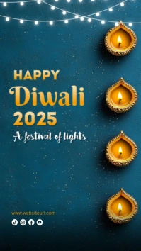 Aqua 3d Diwali Card Instagram Story template