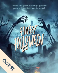 Blue Halloween Greeting Instagram Portrait Template