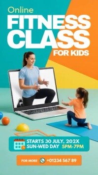 Aqua 3d Online Fitness Class For Kids Ad   Instagram Reel Instagram-Reel template
