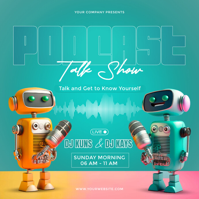 Aqua 3d Podcast Talk Show Persegi (1:1) template