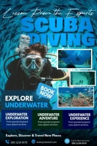 Aqua 3d Scuba Diving  Poster template