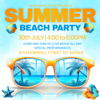Aqua 3d Su Instagram Post, summer party Instagram-opslag template