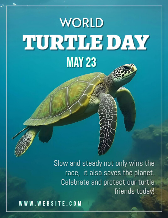 Turtlebox Flyer Aqua 3d World Turtle Day May 23 Flyer (us Letter) Template | PosterMyWall