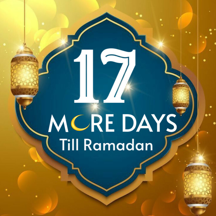 Aqua Abstract Ramadan Countdown  Instagram Post template