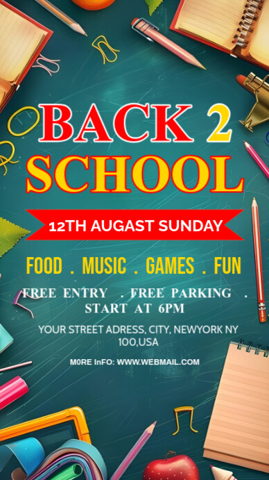 Aqua  Back To School editable post Instagram-verhaal template