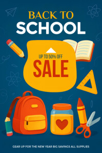 Turquoise Back to School Sale Poster Template