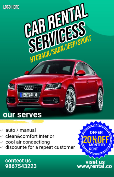 Aqua  Car Rental Servicess Tabloid template