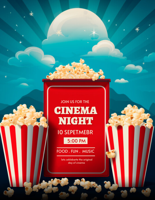 Aqua Cinema Day Flyer (us Letter) template
