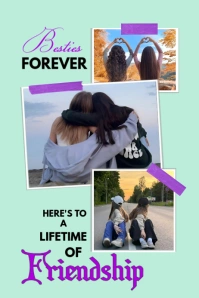Aqua Collage Friends Collage Poster Plakat template