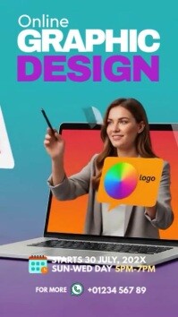 Aqua Collage   Online Graphic Design Course  Ad  Instagram Reel template