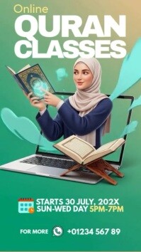 Aqua Collage  Online Quran Classes Ad Instagram Reel template