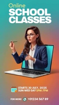 Aqua Collage  Online School Classes Ad  Instagram Story template