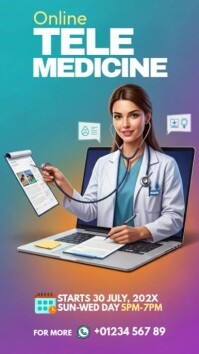 Aqua Collage Online Telemedicine Consultation Ad Instagram Story template