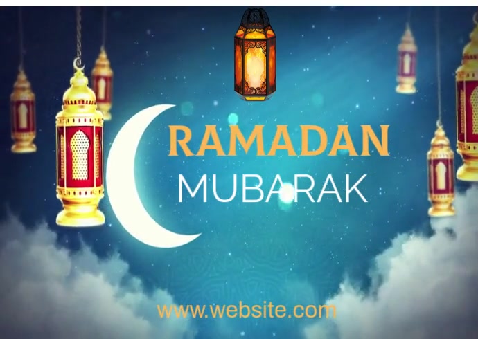 Aqua Collage Ramadan Mubarak  Postcard template