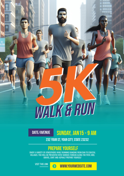 Copy of Aqua Collage Walk And Run Event Flyer A4 | PosterMyWall