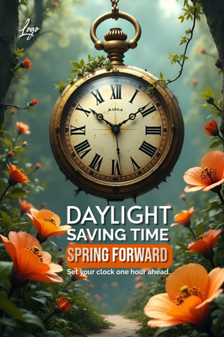 Aqua Daylight Saving Time Starts Poster Template | PosterMyWall