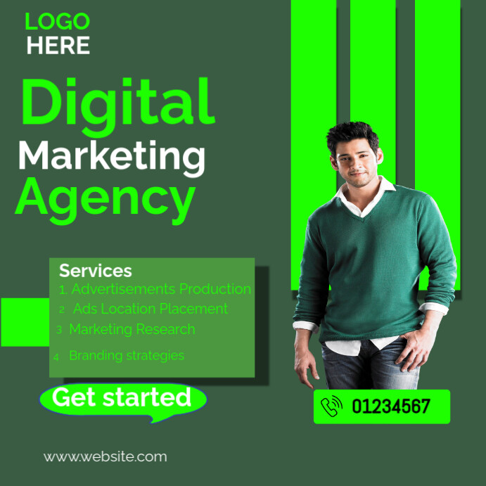 Aqua Digital Marketing Agency  Instagram Post template