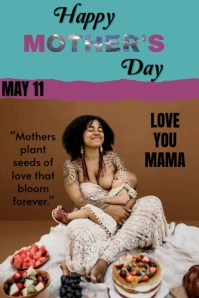 Aqua Floral Happy Mothers Day Design Template  Pinterest Graphic
