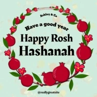 Aqua Floral Happy Rosh Hashanah  Instagram Post template