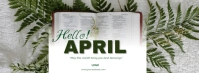 Aqua Floral Hello April Facebook Cover Photo template