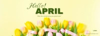 Aqua Floral Hello April Good Luck Facebook Cover Photo template
