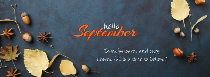 September Facebook Timeline Aqua Floral Hello September Facebook Cover Ph Templat | PosterMyWall