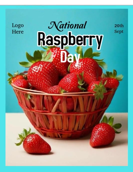 Copy of Aqua Floral National Raspberry Day Video Fly | PosterMyWall