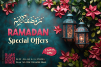 Aqua Floral Ramadan  Banner 4' × 6' template