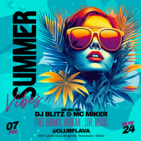 Aqua Floral Summer Vibes Instagram Post template