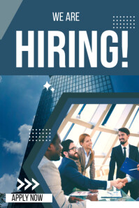 Aqua Floral We Are Hiring Flyers Poster  Poster template