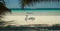 Aqua Floral Welcome June template Facebook Shared Image