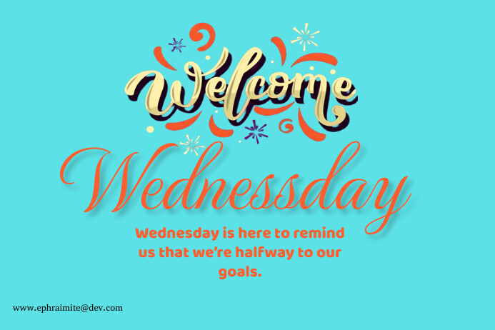 Plantilla de Aqua Floral Welcome Wednesday Label | PosterMyWall