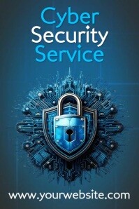 Aqua Futuristic Cyber Security Service Poster Affiche template