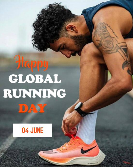 Aqua Futuristic Global Running Day Instagram Portrait template