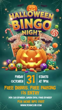 Aqua Futuristic Halloween Bingo, Instagram Story template