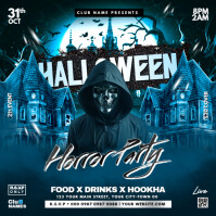 黑色 Halloween Horror Party Publicação no Instagram Template
