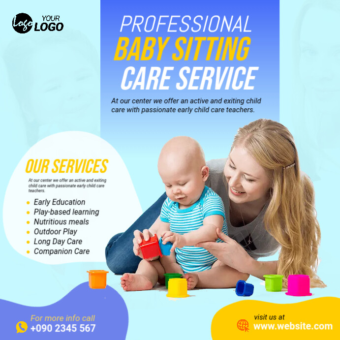 Aqua Futuristic Kids Care Center Ad Instagram Instagram-bericht template