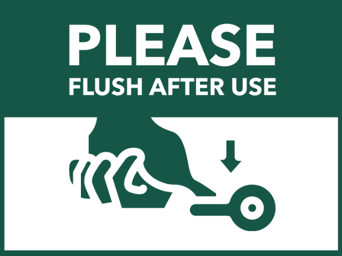 Aqua Futuristic Please Flush After Use Sign – Clean Restroom Reminder ...